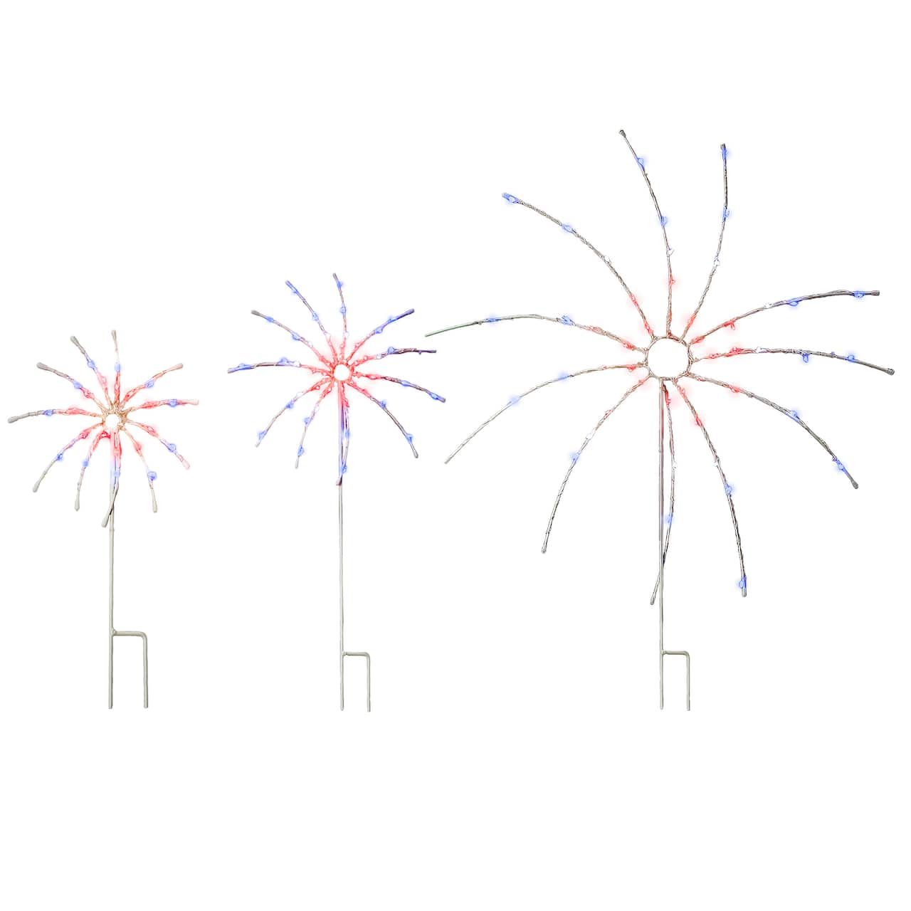 Patriotic LED Light Up Fireworks Lawn Décor, 3ct.